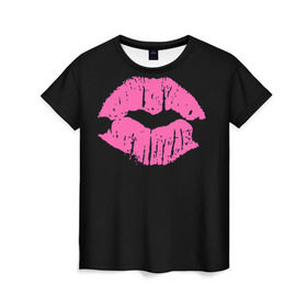Женская футболка 3D с принтом Чмок в Екатеринбурге, 100% полиэфир ( синтетическое хлопкоподобное полотно) | прямой крой, круглый вырез горловины, длина до линии бедер | губы | светящиеся | флуоресцентный | флюр | флюровый