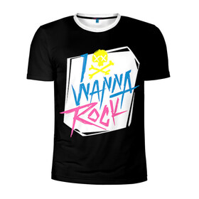 Мужская футболка 3D спортивная с принтом I Wanna Rock! в Екатеринбурге, 100% полиэстер с улучшенными характеристиками | приталенный силуэт, круглая горловина, широкие плечи, сужается к линии бедра | светящиеся | флуоресцентный | флюр | флюровый