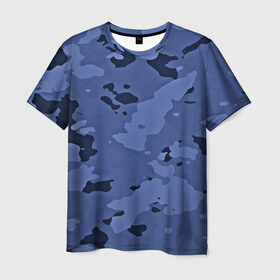 Мужская футболка 3D с принтом Камуфляж ночь! в Екатеринбурге, 100% полиэфир | прямой крой, круглый вырез горловины, длина до линии бедер | Тематика изображения на принте: армейский | синий | темный
