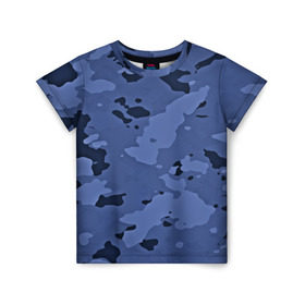Детская футболка 3D с принтом Камуфляж ночь! в Екатеринбурге, 100% гипоаллергенный полиэфир | прямой крой, круглый вырез горловины, длина до линии бедер, чуть спущенное плечо, ткань немного тянется | Тематика изображения на принте: армейский | синий | темный