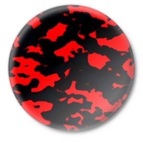 Значок с принтом Маскирующая окраска в Екатеринбурге,  металл | круглая форма, металлическая застежка в виде булавки | красный | черный