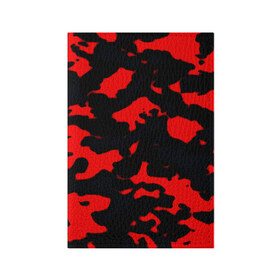 Обложка для паспорта матовая кожа с принтом Маскирующая окраска в Екатеринбурге, натуральная матовая кожа | размер 19,3 х 13,7 см; прозрачные пластиковые крепления | красный | черный