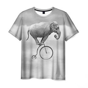 Мужская футболка 3D с принтом Hipster Bike в Екатеринбурге, 100% полиэфир | прямой крой, круглый вырез горловины, длина до линии бедер | Тематика изображения на принте: elephant | hipster | индия | йога | слон | хипстер