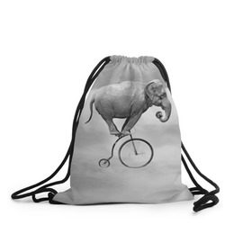 Рюкзак-мешок 3D с принтом Hipster Bike в Екатеринбурге, 100% полиэстер | плотность ткани — 200 г/м2, размер — 35 х 45 см; лямки — толстые шнурки, застежка на шнуровке, без карманов и подкладки | elephant | hipster | индия | йога | слон | хипстер