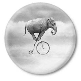 Значок с принтом Hipster Bike в Екатеринбурге,  металл | круглая форма, металлическая застежка в виде булавки | Тематика изображения на принте: elephant | hipster | индия | йога | слон | хипстер