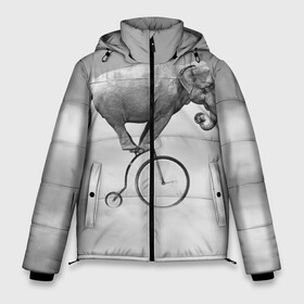 Мужская зимняя куртка 3D с принтом Hipster Bike в Екатеринбурге, верх — 100% полиэстер; подкладка — 100% полиэстер; утеплитель — 100% полиэстер | длина ниже бедра, свободный силуэт Оверсайз. Есть воротник-стойка, отстегивающийся капюшон и ветрозащитная планка. 

Боковые карманы с листочкой на кнопках и внутренний карман на молнии. | Тематика изображения на принте: elephant | hipster | индия | йога | слон | хипстер