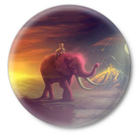 Значок с принтом Индия в Екатеринбурге,  металл | круглая форма, металлическая застежка в виде булавки | elephant | hipster | индия | йога | слон | хипстер