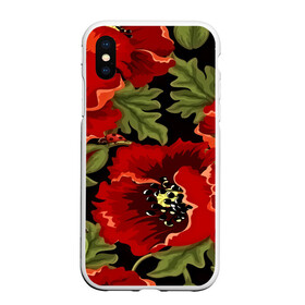 Чехол для iPhone XS Max матовый с принтом Цветение мака в Екатеринбурге, Силикон | Область печати: задняя сторона чехла, без боковых панелей | flower | красные | полевой цветок | природа | розы | текстуры | цветочки | цветы