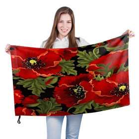 Флаг 3D с принтом Цветение мака в Екатеринбурге, 100% полиэстер | плотность ткани — 95 г/м2, размер — 67 х 109 см. Принт наносится с одной стороны | flower | красные | полевой цветок | природа | розы | текстуры | цветочки | цветы
