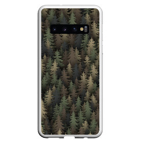 Чехол для Samsung Galaxy S10 с принтом Лесной камуфляж в Екатеринбурге, Силикон | Область печати: задняя сторона чехла, без боковых панелей | ёлка | ель | ельник | лес | милитари | охота | природа | хаки