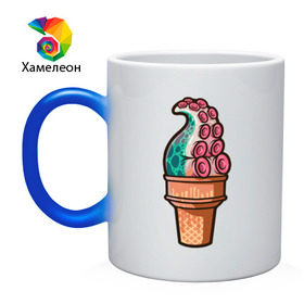 Кружка хамелеон с принтом Мороженое в Екатеринбурге, керамика | меняет цвет при нагревании, емкость 330 мл | Тематика изображения на принте: мороженое | осьминог | присоски | тентакли | щупальца