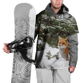 Накидка на куртку 3D с принтом Лиса в зимнем лесу в Екатеринбурге, 100% полиэстер |  | Тематика изображения на принте: fox | животное | зверь | красивая | лес | лис | лиса | лисенок | лисица | лисичка | мех | патрикеевна | песец | плутовка | прикольная | природа | рыжая | рыжий цвет | сказка | хвост | хитрая | хищник