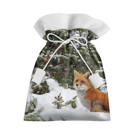 Подарочный 3D мешок с принтом Лиса в зимнем лесу в Екатеринбурге, 100% полиэстер | Размер: 29*39 см | fox | животное | зверь | красивая | лес | лис | лиса | лисенок | лисица | лисичка | мех | патрикеевна | песец | плутовка | прикольная | природа | рыжая | рыжий цвет | сказка | хвост | хитрая | хищник