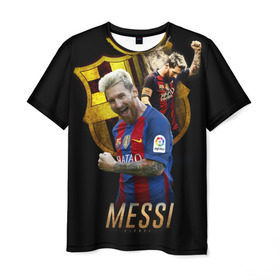 Мужская футболка 3D с принтом Messi в Екатеринбурге, 100% полиэфир | прямой крой, круглый вырез горловины, длина до линии бедер | barcelona | lionel  messi | messi | барса | барселона | лионель месси | футбол | футбольный  клуб барселона