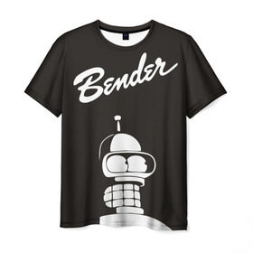 Мужская футболка 3D с принтом Бендер в Екатеринбурге, 100% полиэфир | прямой крой, круглый вырез горловины, длина до линии бедер | bender | futurama | бендер | футурама