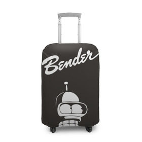 Чехол для чемодана 3D с принтом Бендер в Екатеринбурге, 86% полиэфир, 14% спандекс | двустороннее нанесение принта, прорези для ручек и колес | bender | futurama | бендер | футурама