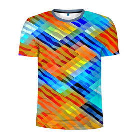 Мужская футболка 3D спортивная с принтом Блестящие полосы в Екатеринбурге, 100% полиэстер с улучшенными характеристиками | приталенный силуэт, круглая горловина, широкие плечи, сужается к линии бедра | 