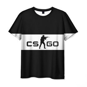 Мужская футболка 3D с принтом CS GO черно-белый в Екатеринбурге, 100% полиэфир | прямой крой, круглый вырез горловины, длина до линии бедер | Тематика изображения на принте: cs go | контер страйк | контра