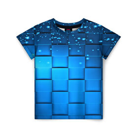 Детская футболка 3D с принтом Волшебные кубики в Екатеринбурге, 100% гипоаллергенный полиэфир | прямой крой, круглый вырез горловины, длина до линии бедер, чуть спущенное плечо, ткань немного тянется | 3d | грань | краски | кубик | кубики | линии | мозаика | прикольные | разноцветные | ребро | текстура | тени | узор