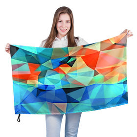 Флаг 3D с принтом crystal abstraction в Екатеринбурге, 100% полиэстер | плотность ткани — 95 г/м2, размер — 67 х 109 см. Принт наносится с одной стороны | abstraction | абстракция | геометрия | грани | линии | полигоны | постель | розовый | сочетания | текстура | треугольники