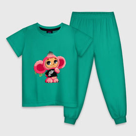 Детская пижама хлопок с принтом Чебурашка в Екатеринбурге, 100% хлопок |  брюки и футболка прямого кроя, без карманов, на брюках мягкая резинка на поясе и по низу штанин
 | тату | хиппи | эмо