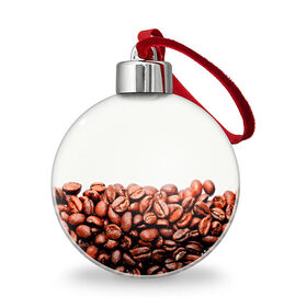 Ёлочный шар с принтом coffee в Екатеринбурге, Пластик | Диаметр: 77 мм | 3d | beans | coffee | еда | зерна | кофе | напиток | природа | текстуры