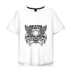 Мужская футболка хлопок Oversize с принтом Death rider в Екатеринбурге, 100% хлопок | свободный крой, круглый ворот, “спинка” длиннее передней части | biker | death | death rider | moto | rider | байк | байкер | мото | мотоцикл | мотоциклист | рокер | свобода | череп | черепа