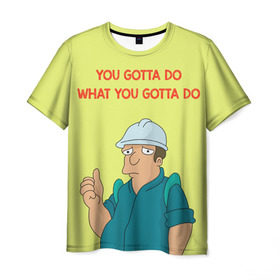 Мужская футболка 3D с принтом Работа в Екатеринбурге, 100% полиэфир | прямой крой, круглый вырез горловины, длина до линии бедер | futurama | футурама