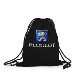 Рюкзак-мешок 3D с принтом Peugeot в Екатеринбурге, 100% полиэстер | плотность ткани — 200 г/м2, размер — 35 х 45 см; лямки — толстые шнурки, застежка на шнуровке, без карманов и подкладки | brand | car | france | logo | peugeot | автомобиль | логотип | марка | франция