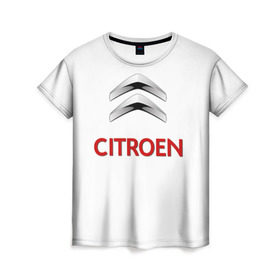Женская футболка 3D с принтом Сitroen в Екатеринбурге, 100% полиэфир ( синтетическое хлопкоподобное полотно) | прямой крой, круглый вырез горловины, длина до линии бедер | brand | car | citroen | france | logo | автомобиль | логотип | марка | ситроен | франция