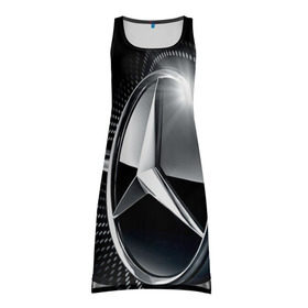 Платье-майка 3D с принтом Mercedes-Benz в Екатеринбурге, 100% полиэстер | полуприлегающий силуэт, широкие бретели, круглый вырез горловины, удлиненный подол сзади. | car | germany | logo | make | mercedes benz | автомобиль | германия | логотип | марка | мерседес бенц