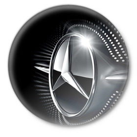 Значок с принтом Mercedes-Benz в Екатеринбурге,  металл | круглая форма, металлическая застежка в виде булавки | Тематика изображения на принте: car | germany | logo | make | mercedes benz | автомобиль | германия | логотип | марка | мерседес бенц