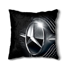 Подушка 3D с принтом Mercedes-Benz в Екатеринбурге, наволочка – 100% полиэстер, наполнитель – холлофайбер (легкий наполнитель, не вызывает аллергию). | состоит из подушки и наволочки. Наволочка на молнии, легко снимается для стирки | car | germany | logo | make | mercedes benz | автомобиль | германия | логотип | марка | мерседес бенц