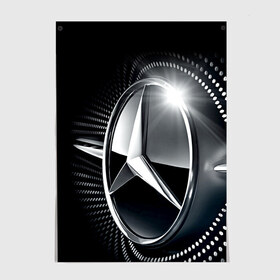 Постер с принтом Mercedes-Benz в Екатеринбурге, 100% бумага
 | бумага, плотность 150 мг. Матовая, но за счет высокого коэффициента гладкости имеет небольшой блеск и дает на свету блики, но в отличии от глянцевой бумаги не покрыта лаком | car | germany | logo | make | mercedes benz | автомобиль | германия | логотип | марка | мерседес бенц