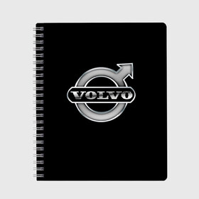 Тетрадь с принтом Volvo в Екатеринбурге, 100% бумага | 48 листов, плотность листов — 60 г/м2, плотность картонной обложки — 250 г/м2. Листы скреплены сбоку удобной пружинной спиралью. Уголки страниц и обложки скругленные. Цвет линий — светло-серый
 | brand | car | logo | sweden | volvo | автомобиль | вольво | логотип | марка | швеция