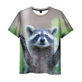 Мужская футболка 3D с принтом Восславим в Екатеринбурге, 100% полиэфир | прямой крой, круглый вырез горловины, длина до линии бедер | raccoon | енот