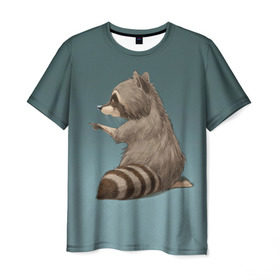 Мужская футболка 3D с принтом There в Екатеринбурге, 100% полиэфир | прямой крой, круглый вырез горловины, длина до линии бедер | raccoon | енот