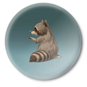 Значок с принтом There в Екатеринбурге,  металл | круглая форма, металлическая застежка в виде булавки | raccoon | енот