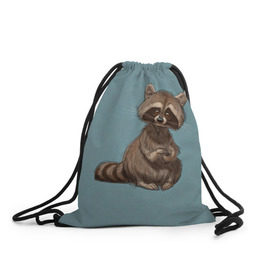 Рюкзак-мешок 3D с принтом Raccoon в Екатеринбурге, 100% полиэстер | плотность ткани — 200 г/м2, размер — 35 х 45 см; лямки — толстые шнурки, застежка на шнуровке, без карманов и подкладки | raccoon | енот