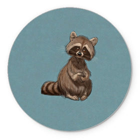 Коврик круглый с принтом Raccoon в Екатеринбурге, резина и полиэстер | круглая форма, изображение наносится на всю лицевую часть | raccoon | енот