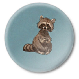 Значок с принтом Raccoon в Екатеринбурге,  металл | круглая форма, металлическая застежка в виде булавки | raccoon | енот