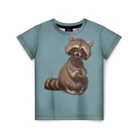 Детская футболка 3D с принтом Raccoon в Екатеринбурге, 100% гипоаллергенный полиэфир | прямой крой, круглый вырез горловины, длина до линии бедер, чуть спущенное плечо, ткань немного тянется | raccoon | енот