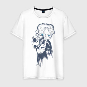 Мужская футболка хлопок с принтом Little Boss в Екатеринбурге, 100% хлопок | прямой крой, круглый вырез горловины, длина до линии бедер, слегка спущенное плечо. | босс | мафия | пистолет