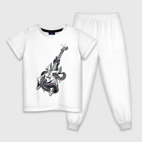 Детская пижама хлопок с принтом Гитара в Екатеринбурге, 100% хлопок |  брюки и футболка прямого кроя, без карманов, на брюках мягкая резинка на поясе и по низу штанин
 | гитара | металл | музыка | осьминог | рок