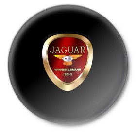Значок с принтом Jaguar в Екатеринбурге,  металл | круглая форма, металлическая застежка в виде булавки | Тематика изображения на принте: brand | car | jaguar | logo | автомобиль | британия | логотип | марка