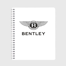 Тетрадь с принтом Bentley в Екатеринбурге, 100% бумага | 48 листов, плотность листов — 60 г/м2, плотность картонной обложки — 250 г/м2. Листы скреплены сбоку удобной пружинной спиралью. Уголки страниц и обложки скругленные. Цвет линий — светло-серый
 | bentley | brand | britain | car | elite | expensive | limited | logo | mtorz | автомобиль | британия | бэнтли | дорогой | лимитед | логотип | марка | мторз | элитный