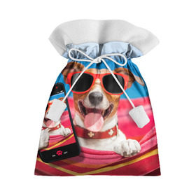Подарочный 3D мешок с принтом Джек рассел - в гамаке в Екатеринбурге, 100% полиэстер | Размер: 29*39 см | волкодав | дворняжка | джек | джек рассел | домашние животные | любимец | мопс | овчарка | пес | песик | питомец | рассел | сенбернар | собака | собачка