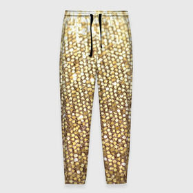 Мужские брюки 3D с принтом Золото в Екатеринбурге, 100% полиэстер | манжеты по низу, эластичный пояс регулируется шнурком, по бокам два кармана без застежек, внутренняя часть кармана из мелкой сетки | пайетки | текстура | чешуя