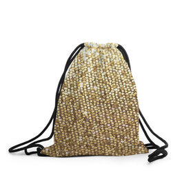 Рюкзак-мешок 3D с принтом Золото в Екатеринбурге, 100% полиэстер | плотность ткани — 200 г/м2, размер — 35 х 45 см; лямки — толстые шнурки, застежка на шнуровке, без карманов и подкладки | пайетки | текстура | чешуя