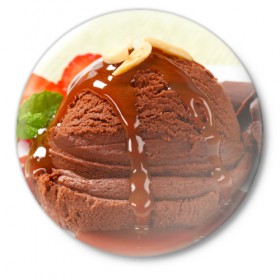 Значок с принтом Шоколадное мороженое 2 в Екатеринбурге,  металл | круглая форма, металлическая застежка в виде булавки | Тематика изображения на принте: 